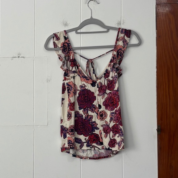 Daytrip Womens Floral Print Tank Top Sleeveless Tied Back Small Boho - Picture 3 of 3